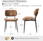HULALA HOME Dining Chairs Set of 6 Mid-Century Modern Upholstered Kitchen Dining Room Chairs with Wood Curved Backrest, Black Metal Legs Fabric Dinner Chair for Living Room Cafe Restaurant Camel