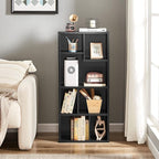 VECELO 42" Modern Bookshelf,7 Cube Organizer Bookcase,Fits Tallest Hardcovers, Horizontal Available,Floor Standing Display,Easy Assembly, Matte Black