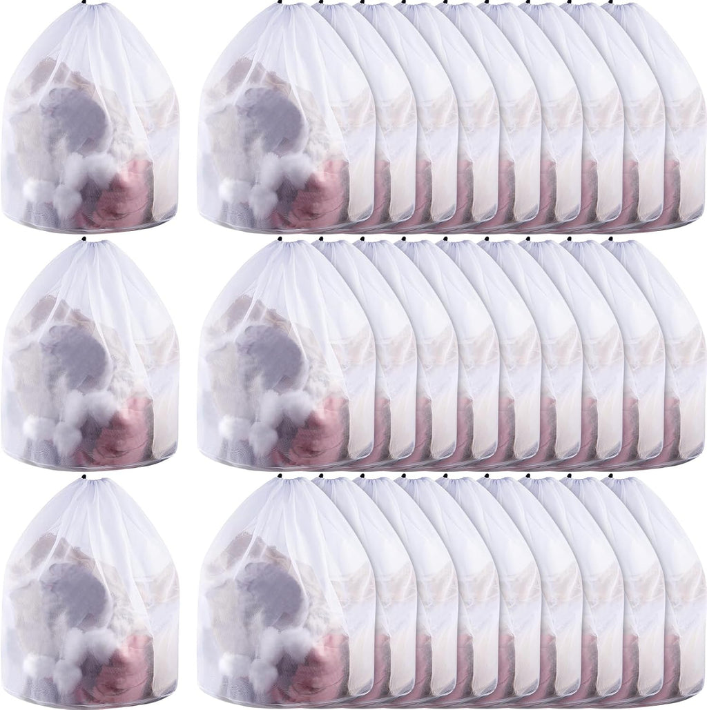 24 Pcs 24 * 32 Inches Fine Mesh Laundry Bag with Drawstring Large Heavy Duty Mesh Bag Machine Washable Sheet Drawstring Net for Delicates College Dorm