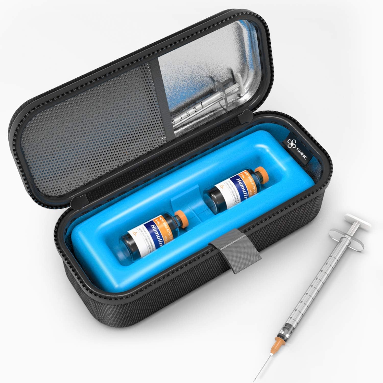 SHBC Medical Cooler Insulin Vial Carrying Travel Case TSA Approved Protector for Diabetic with One Ice Pack Black