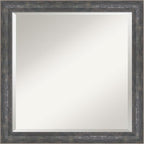 Amanti Art Grey Wall Mirror 23x23 Angled Metallic Rainbow Square Bathroom Mirror for Wall Decor Living Room, Medium Modern Contemporary Wood Frame, Hangs Horizonally and Vertically, Bathroom Decor