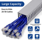 ZhiYo 99in(6X L16.5in) Professional Server Rack Cable Management Raceway, H2in x W2in Cable Raceway Kit, Electrically Safe PVC Open Slot Wire Raceway for Under Desk/Computer/Network Cords, Grey