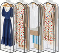 KEETDY 10" Guessted Garment Bags for Hanging Clothes, All Clear 60" Long Dress Bag for Closet Storage for Gowns, Coats, Suits Cover（4 Packs）