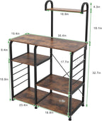 SogesHome 4-Tier Kitchen Baker's Rack Utility Microwave Oven Stand Storage Cart Workstation Shelf, Vintage Brown