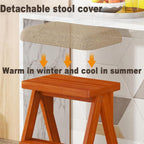 Portable Wooden Folding Library Ladder Chair Stool with Flower Shelf for Adults Lightweight Walnut Finish(White,Without pad)