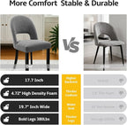 Upholstered Dining Chairs Set of 2, Mid Century Modern Dining Kitchen Chairs with Solid Wood Legs & Fabric Backret for Kitchen and Dining Rome, Grey