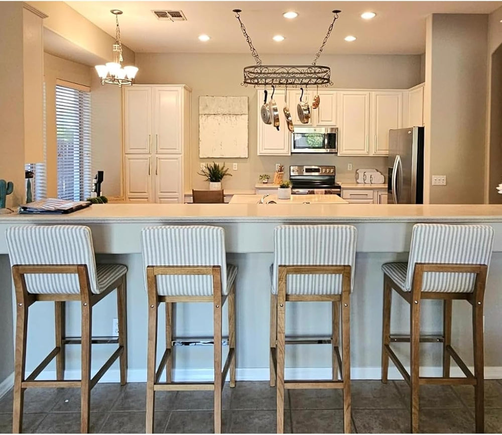chairus 26" Modern Counter Height Bar Stools Set of 2, Farmhouse Linen U...