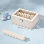 Lolalet Bracelet Display Holder with Clear Lid -Beige | Jewelry Organizer with 2 Velvet Display Rods, Perfect Storage Case for Bangles, Bracelets, and Watches, Great Gift for Her