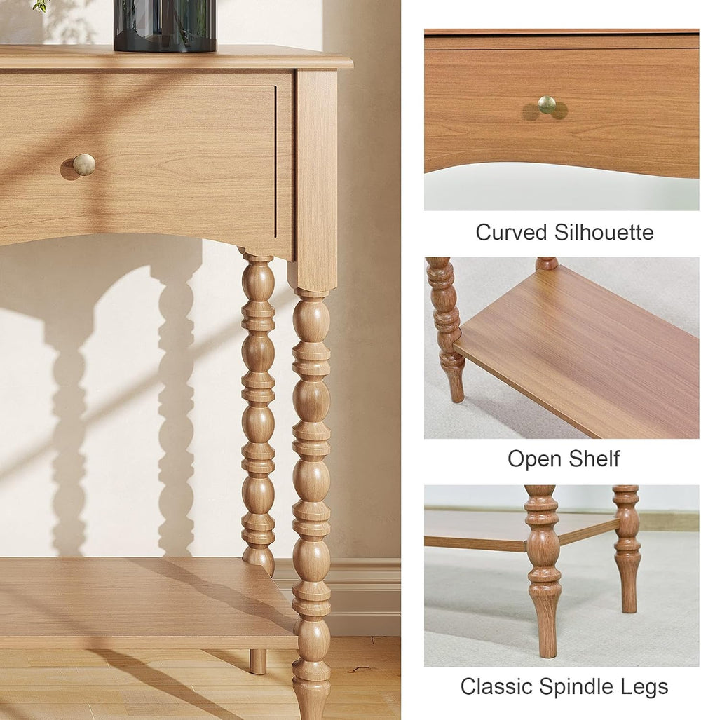 JOINICE Console Table with Scalloped Drawers for Entry Way, Living Room | Nar...