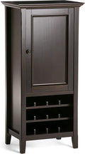 SIMPLIHOME Amherst 12-Bottle SOLID WOOD 24 Inch Wide Transitional High Storage Wine Rack Cabinet in Hickory Brown, For the Living Room, Dining Room and Kitchen