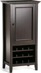 SIMPLIHOME Amherst 12-Bottle SOLID WOOD 24 Inch Wide Transitional High Storage Wine Rack Cabinet in Hickory Brown, For the Living Room, Dining Room and Kitchen