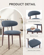 Dining Room Chairs Set of 2, Upholstered Farmhouse Dining Chairs, Modern Fabric Kitchen Chairs with Solid Wood Leg,Blue