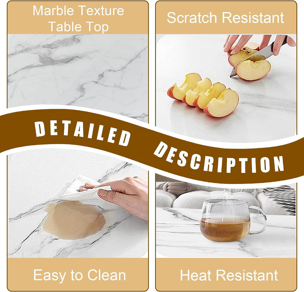 Luxury Marble Dining Table Set for 6 People, 70" Double O-Shaped Faux Ma...