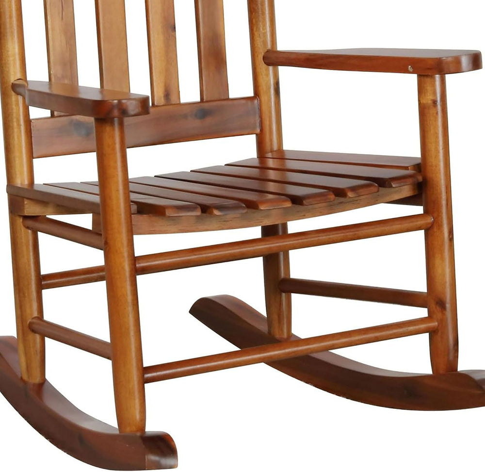 Golden Brown Slat Back Youth Rocking Chair