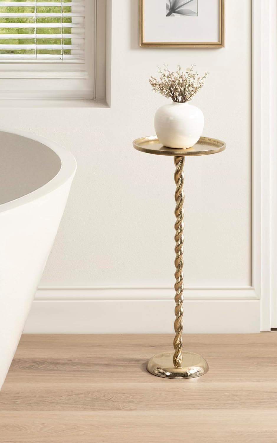 Kate and Laurel Ropa Transitional Round Pedestal Drink Table, 9 x 9 x 22, Gol...