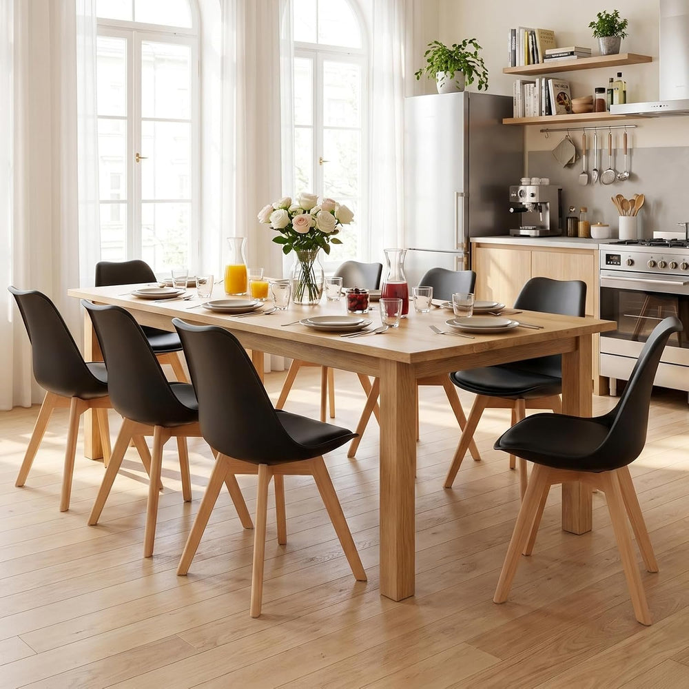 Dining Chairs Set of 8, PU Leather Padded Seat for Living Room | Modern, Upho...