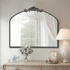 WAMIRRO Ornate Black Mirror,Vintage Arched Baroque Antique Mirorrs for Living Room Hallway Fireplace Bathroom Entryway 36"X30"