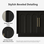 TV Stand for 75 Inch TV, 67" Entertainment Center with Arched Design, Minimalist Media Console with Adjustable Shelves, Modern TV Stand for Living Room Bedroom, Black
