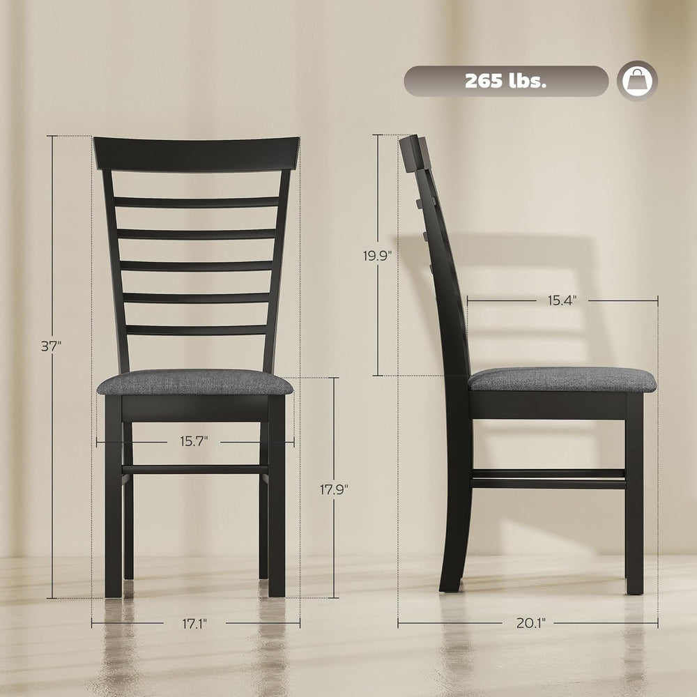 HOMCOM Wooden Dining Chairs Set of 2, Farmhouse Upholstered Kitchen Chairs wi...