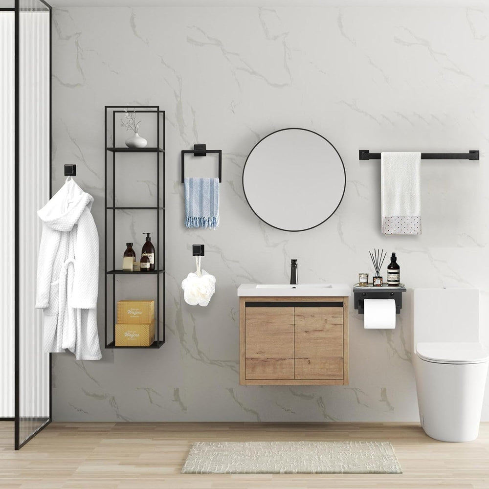 10 Pieces Black Towel Bar Set Bathroom Hardware Accessories Set Upgraded Toil...