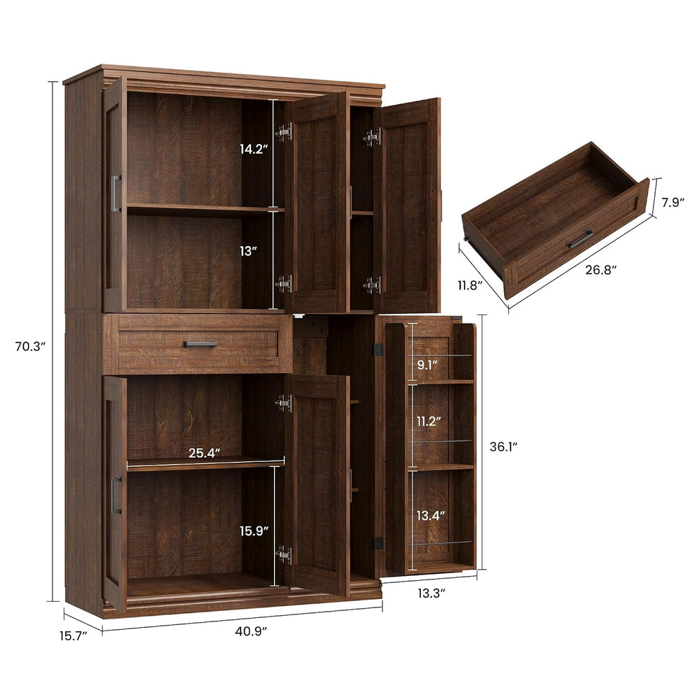 Garvee 70" Tall Kitchen Pantry Storage Cabinet,Modern Kitchen Hutch Cabi...