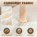 Convertible Folding Sofa Bed, 2-in-1 Full Size Floor Boneless Couch Bed, Loveseat sleeper Couch , Corduroy Floor Sofa, Memory Foam Sleeper SofaBed, Small couches for small spaces, No Assembly, Beige