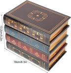 Joyzan Decorative Fake Book Box, Book Safe Dictionary Secret Cash Storage Diversion Hidden Security Money Case Wooden Vintage Faux Containers Decor Home Office Jewelry Documents Bookshelf Coffee Table