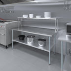 Stainless Steel Work Table with Wide Single Tier Overshelf | Metal Kitchen Prep Table & Shelving Combo (30" x 72" Work Table + 12" Overshelf)