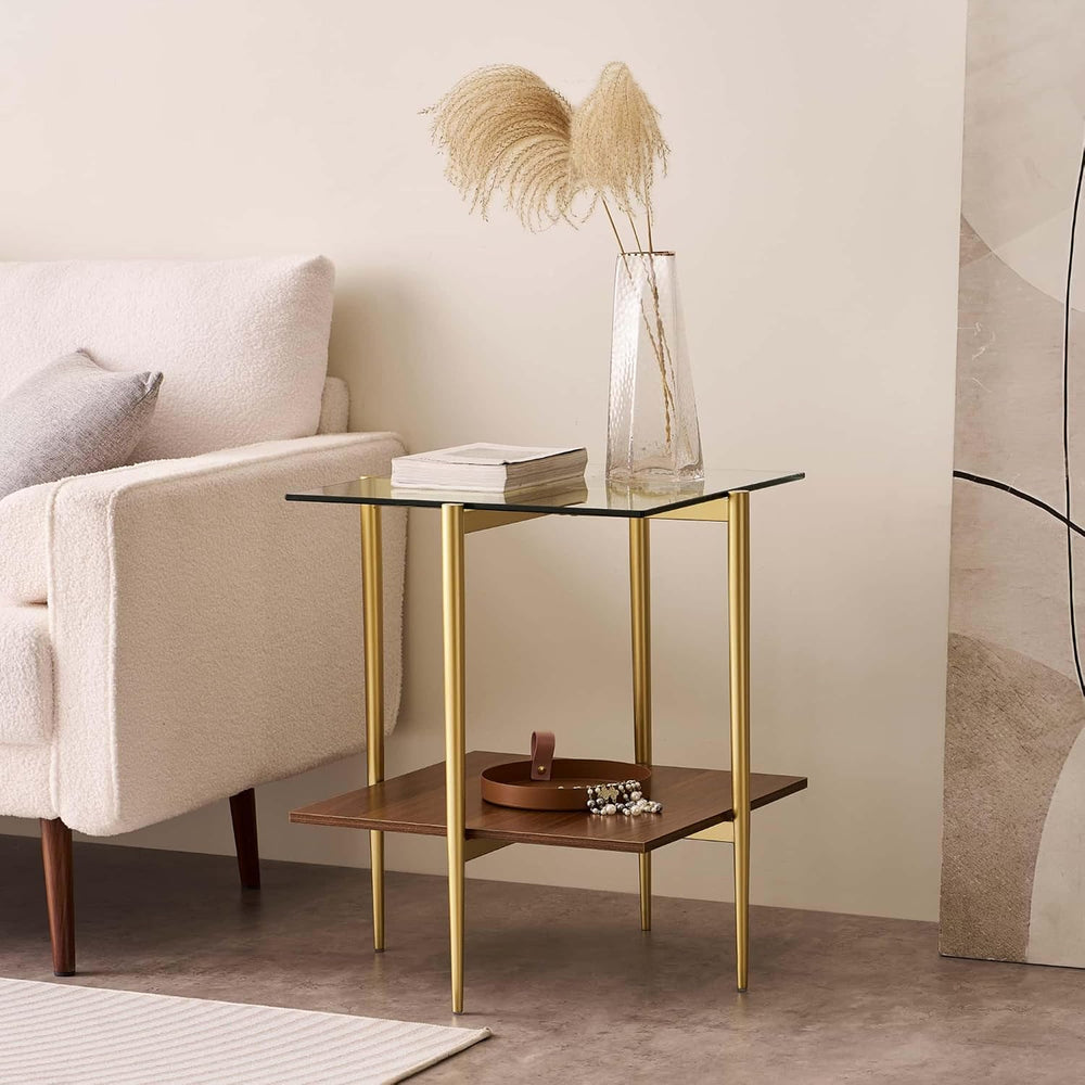 LumFurn Glass End Table, Mid-Century Modern Design Sofa Table, for Living Roo...