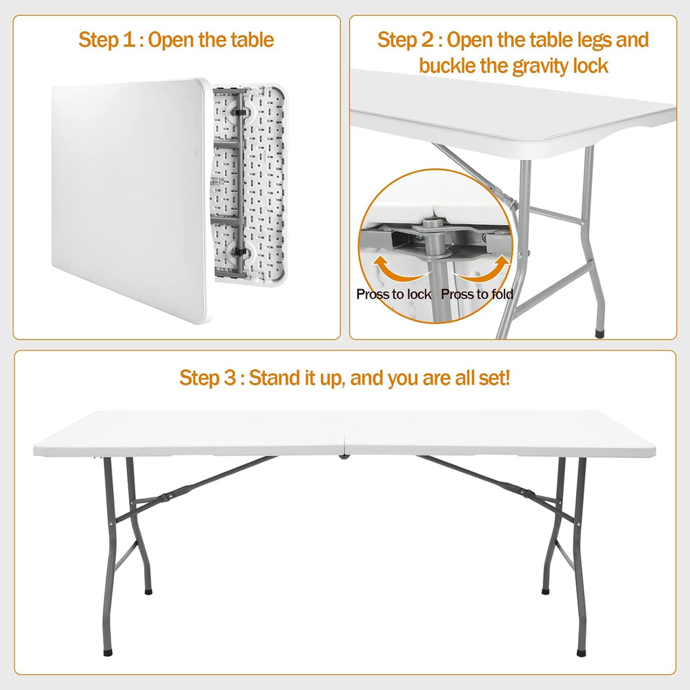 Lakhow 6 FT Folding Table,Outdoor Indoor Plastic Table Portable Square Height...