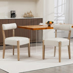 ZJhome Modern Dining Chairs Set of 2 – Mid-Century Modern Faux Leather Upholstered Kitchen & Dining Room Chairs with Curved Back, Oversized Rounded Seat, Sturdy Wood Frame, Beige