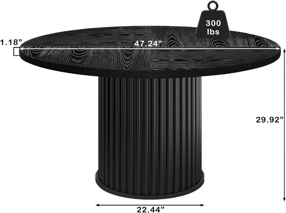 Oigavfd Black Round Dining Table for 4, 47" Circle Dining Table,with MDF...