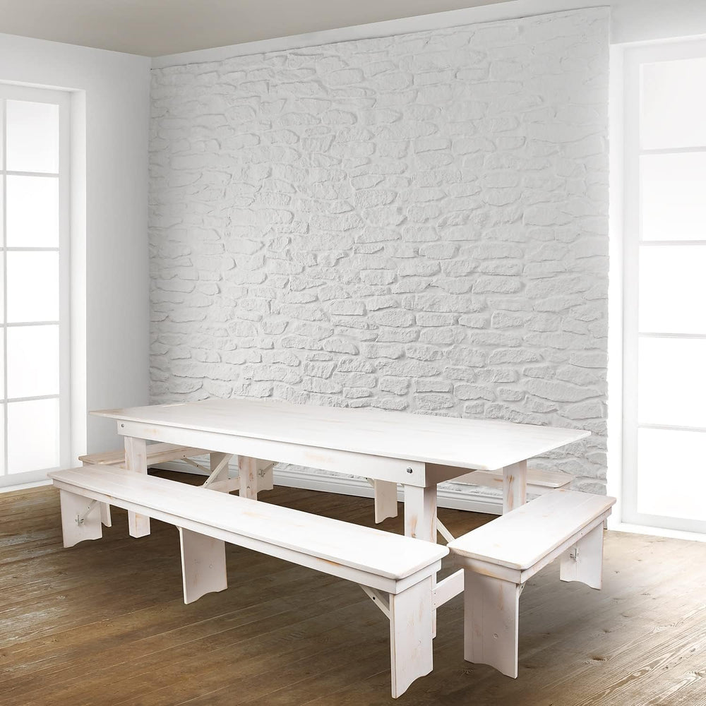 Flash Furniture Hercules Commercial Grade Farmhouse 3 Leg Bench - Solid Pine ...