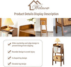 Welnow Bamboo Bookcase with Cabinet, Natural End Table with 1-Tier Storage Shelf, Modern Bedside Organizer Side Table for Bedroom or Living Room, Walnut Bookshelf with Open Space