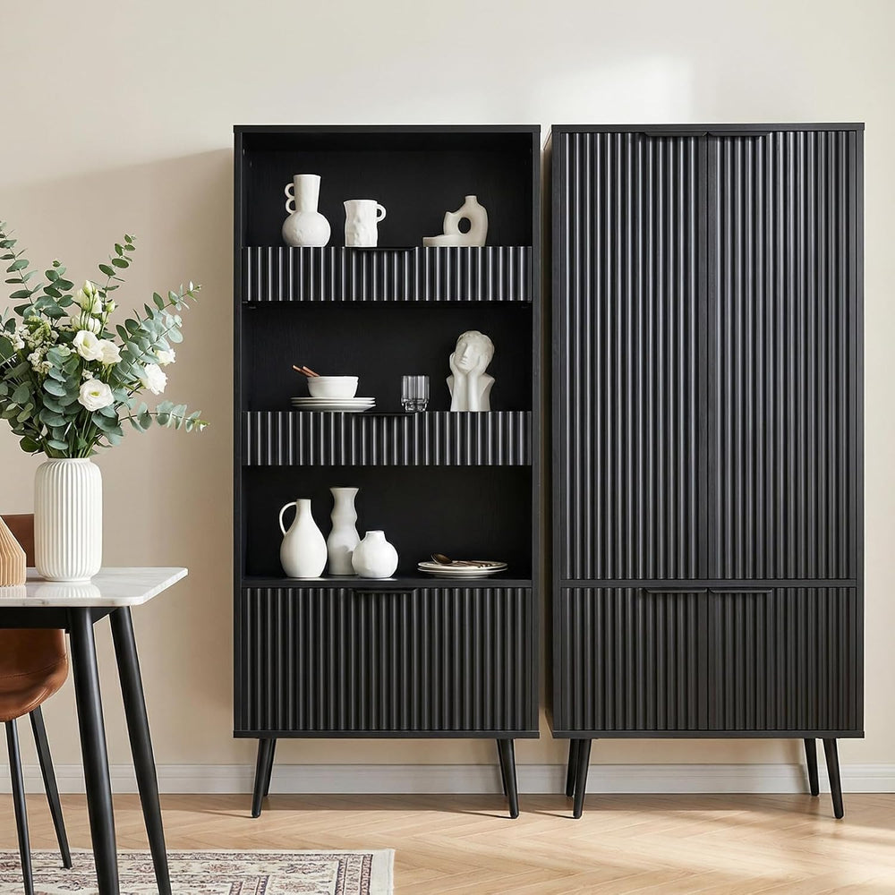 Pantry Cabinet with 4 Doors, 51.2" H Freestanding Bathroom Storage Cabin...