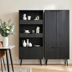 Pantry Cabinet with 4 Doors, 51.2" H Freestanding Bathroom Storage Cabinet, Adjustable Shelf & Raised Legs for Bathroom, Kitchen, Living Room, Black