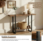 Narrow Console Table, 1.8" Thick Solid Wood Entryway Table for Small Spaces, Heavy Duty 2-Tier Sofa Table, Industrial Metal Frame Hallway, Accent Table for Entrance, Living Room
