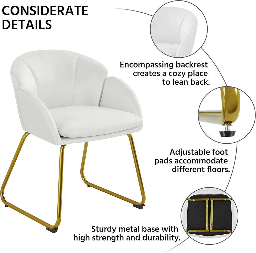 Yaheetech Modern Velvet Vanity Chair Armchair, Flower Shaped Makeup Chair wit...