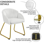 Yaheetech Modern Velvet Vanity Chair Armchair, Flower Shaped Makeup Chair with Golden Metal Legs for Living Room/Makeup Room/Bedroom/Home Office/Kitchen, White