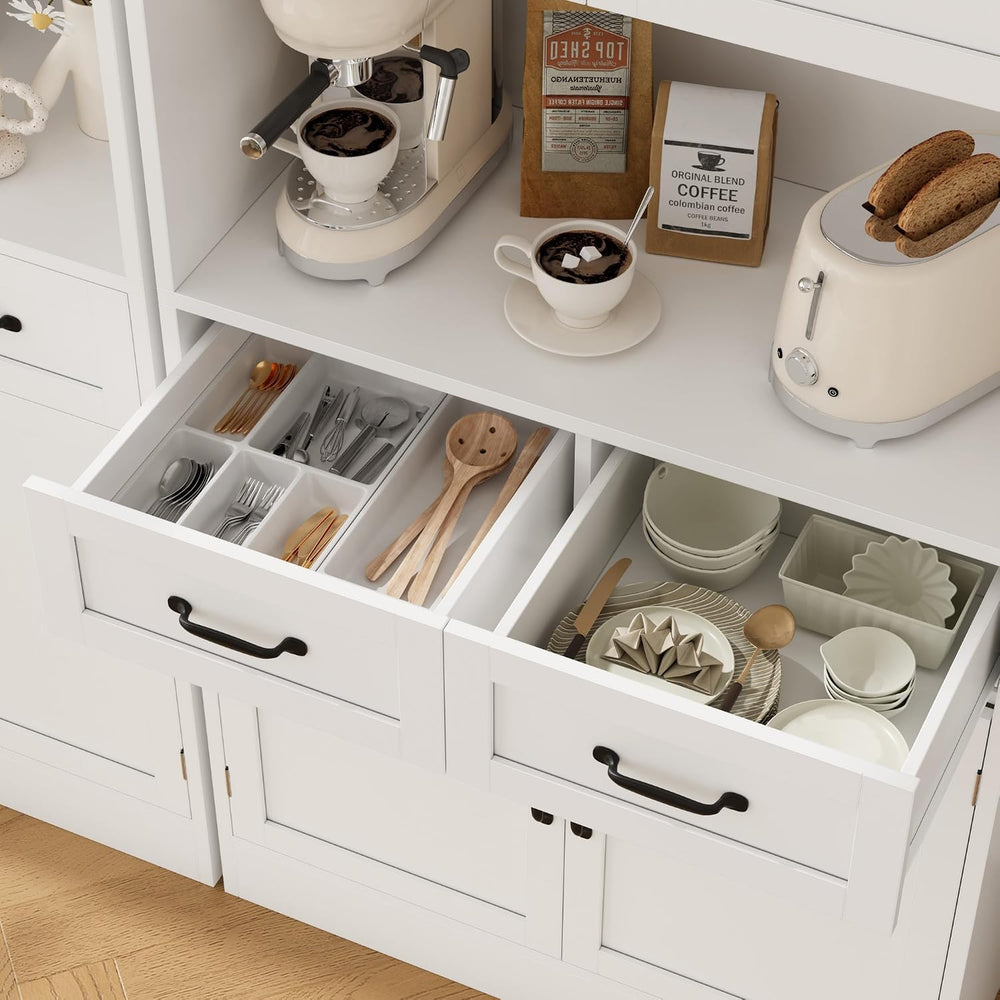HOSTACK 71" Tall Kitchen Pantry Storage Cabinet, Wood Kitchen Hutch, Whi...