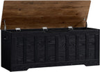 VANKILEY 47.2“Storage Chest Extra Large,Wooden Storage Bench,Black+Brown | Storage trunk with 2 Safety Hinges,47.2x15.7x19.1Inch,Shoe bench,Storage Bench for Bedroom,Living Room,Entryway,Easy Assembly