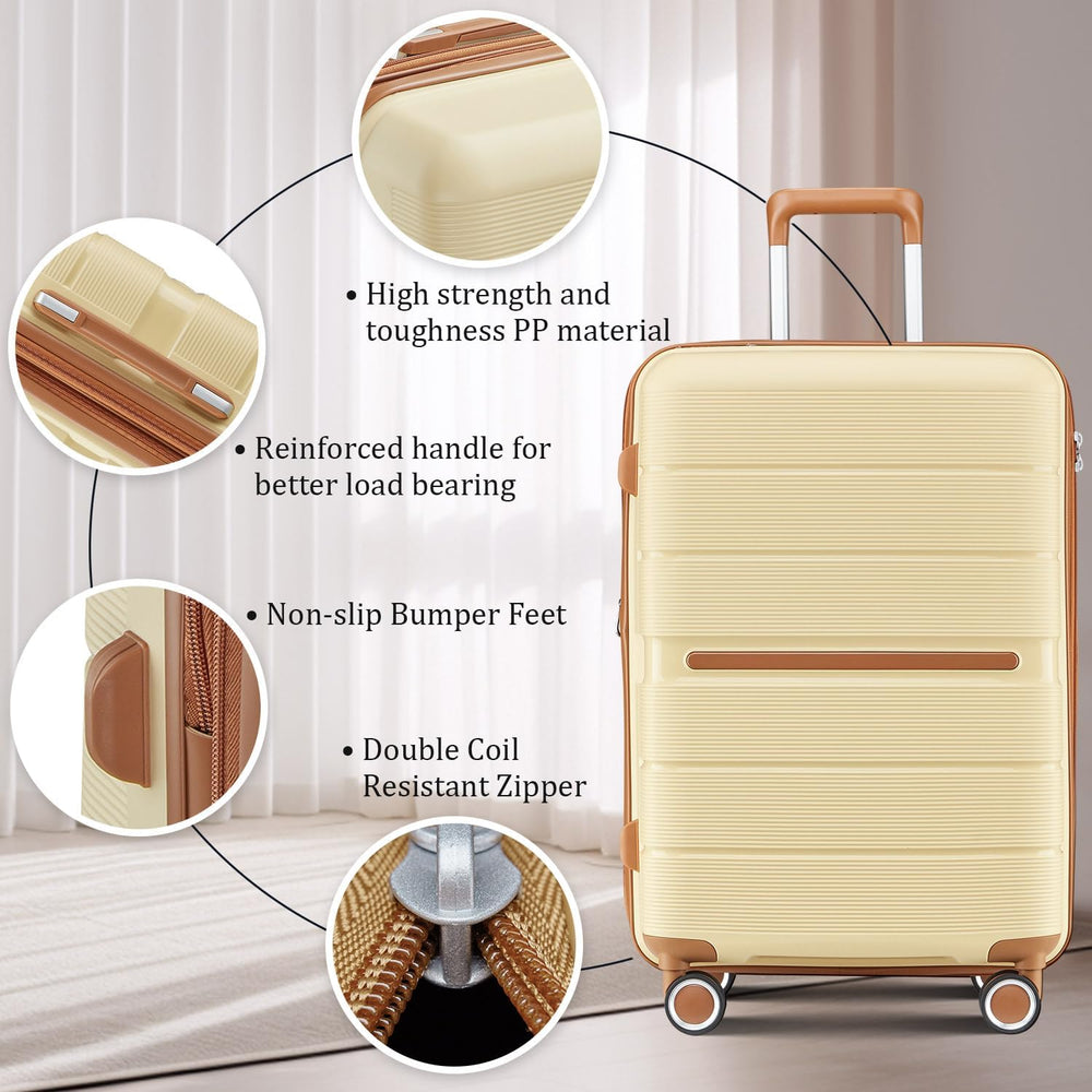 Polypropylene Hard Case Luggage Set, Apricot Cream | Polypropylene Constructi...