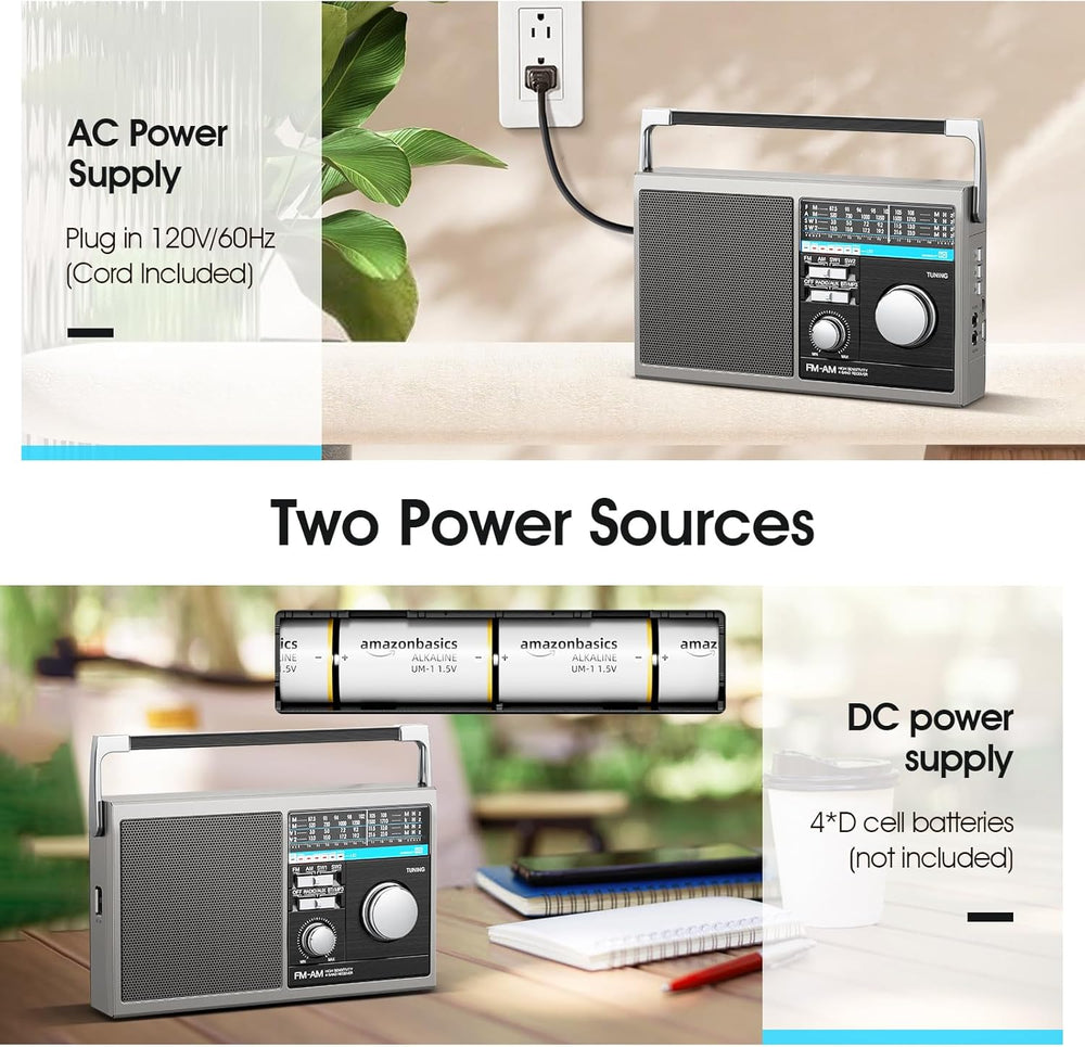 Portable AM FM Radio, Shortwave Transistor Radio with Best Reception, Battery...