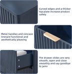 LEYAOYAO Fluted 6 Drawers Dresser, 48" Wide Modern Chest of Drawers with Wood Grain Top, Curved Profile Design, Dresser TV Stand, Wood Drawer Organizer for Bedroom, Living Room, Hallway,Blue