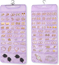 FOREGOER Hanging Jewelry Organizer with 88 Zippered Pockets, Dustproof Foldable for Travel, Accessories Organizer for Holding Jewelries Earring Organizers and Storage (Purple)