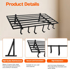 Garage Wall Shelving, 2X4ft Garage Storage Rack,Heavy Duty Wall Mounted Storage Shelf With 12 pc Hooks-Each Loads 260lbs Metal Wall Shelf,Black,2Pack