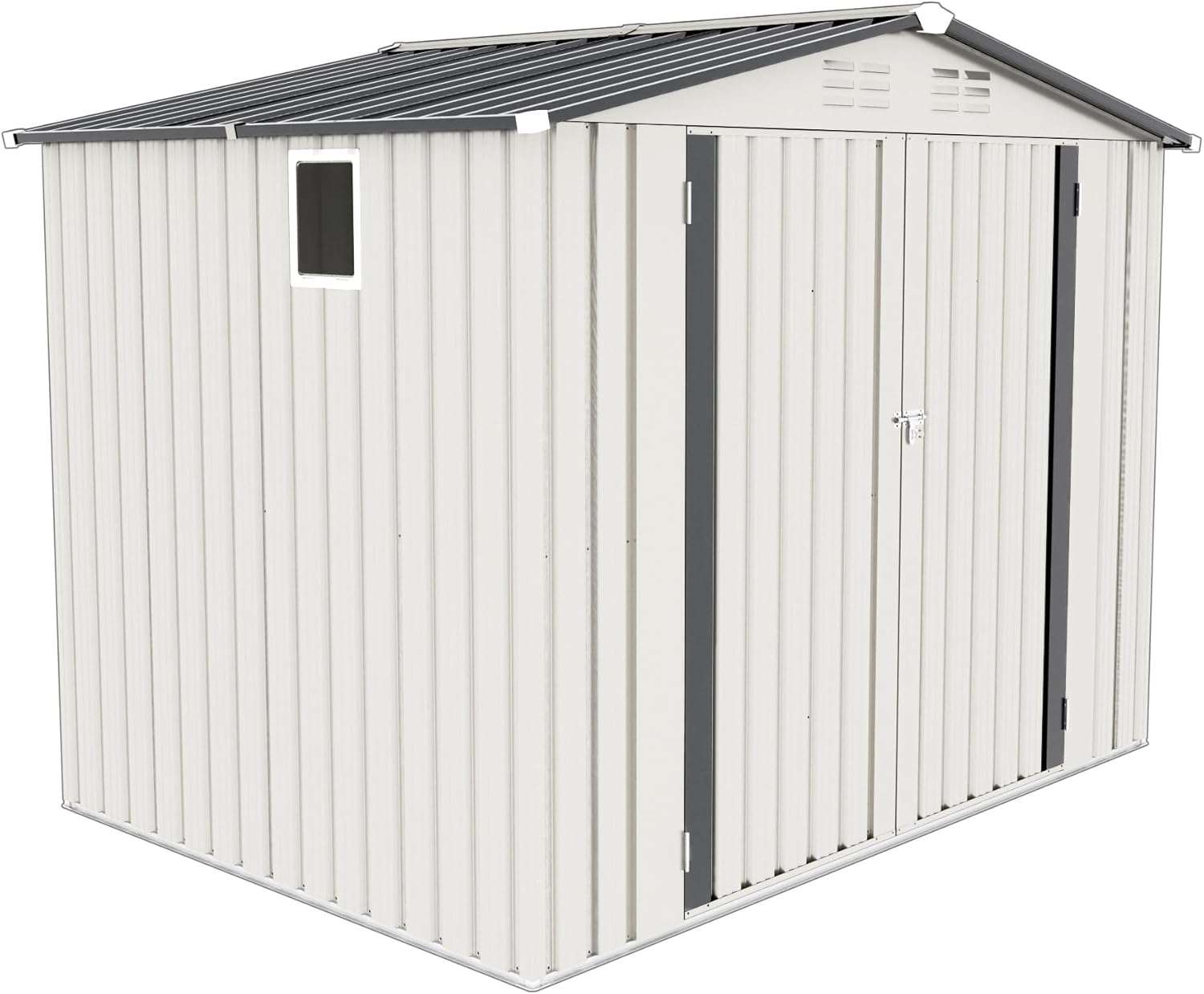 Metal Storage Shed, 8X6 FT Lockable Outdoor Tool Shed with Air Vent and Clear Windows, Galvanized Steel Garden Shed for Backyard, Patio, Garden, Bike Storage or Outdoor Use, Grey