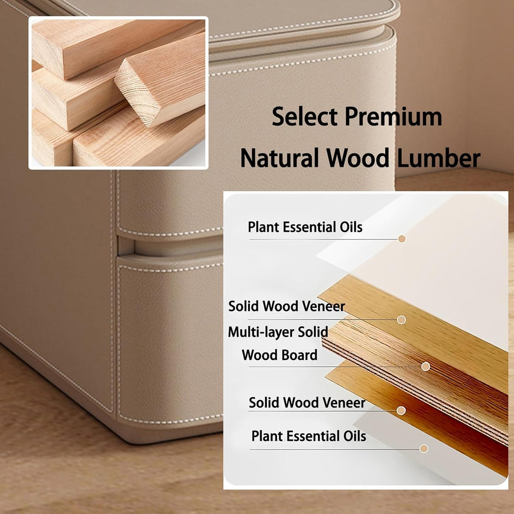 Small Nightstand Leather Finish, Narrow Modern Bedside Table, Night Stand end...