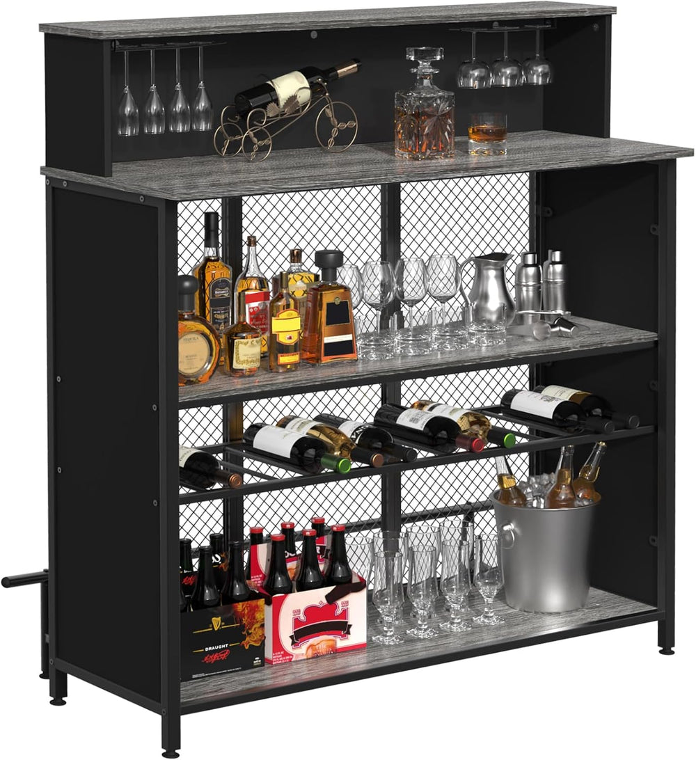 GDLF Liquor Cabinet, 47.2" W Mini Bar for Home with Wine Rack& Storage