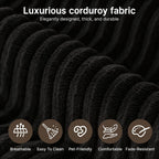 78" Convertible Sofa Bed, Corduroy Futon Couch with Storage Pocket, Boneless Pull Out Sleeper Sofa, Foldable Couch for Living Room Bedroom, No Assembly Space Saver, Black